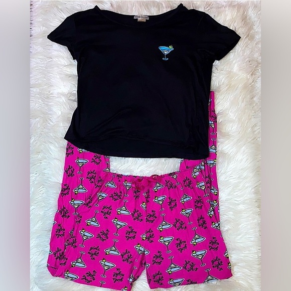 Charlotte Russe Sleep Junkie Pink Margarita Print Pajama Set - Picture 1 of 7